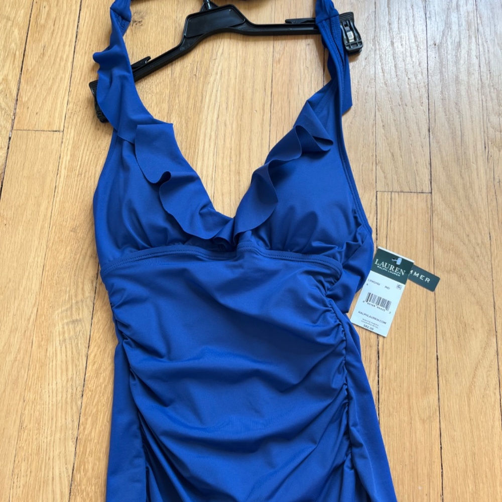 Ralph Lauren Women's Indigo Ruffled Halter Tankini Top Swim Size 4 NWT - Picture 3 of 3